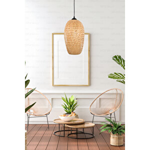 Bohem Bambu Boja Pendant Sarkıt Avize Lamba 23 Cm - Iskandinav, Modern, Bohem, Rattan Aydınlatma