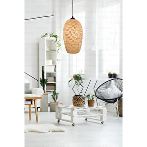Bohem Bambu Boja Pendant Sarkıt Avize Lamba 23 Cm - Iskandinav, Modern, Bohem, Rattan Aydınlatma