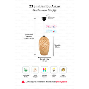 Bohem Bambu Boja Pendant Sarkıt Avize Lamba 23 Cm - Iskandinav, Modern, Bohem, Rattan Aydınlatma