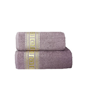 2 Parça Banyo Havlu Seti Helen %100 Pamuklu 70x140 Cm Mor Mor