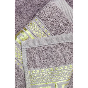 2 Parça Banyo Havlu Seti Helen %100 Pamuklu 70x140 Cm Mor Mor