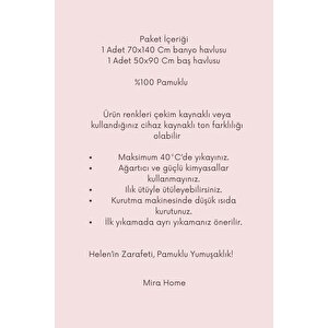 2 Parça Banyo Havlu Seti Helen %100 Pamuklu 70x140 Cm Mor