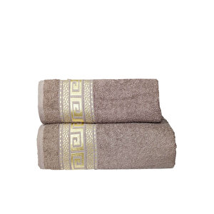 2 Parça Banyo Havlu Seti Helen %100 Pamuklu 70x140 Cm Kahve Kahve
