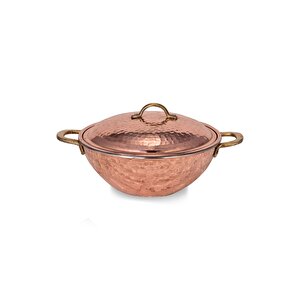 Cobper Premium Collection Kapaklı Bakır Wok Tava 25cm