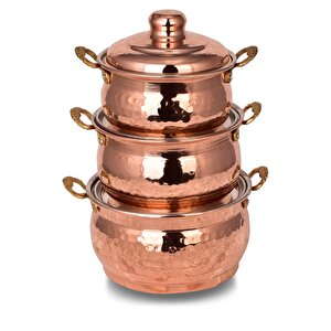 Cobper Premium Collection Bakır Mini Güveç 3'lü Tencere Seti