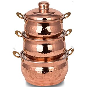 Cobper Premium Collection Bakır Mini Güveç 3'lü Tencere Seti
