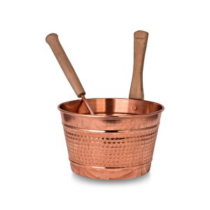 Cobper Premium Collection Bakır Sauna Kovası Kepçeli Takım