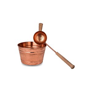Cobper Premium Collection Bakır Sauna Kovası Kepçeli Takım