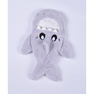 Shark Desenli Gri Su Torbası Kılıfı Yumuşak, Rahatlatıcı Ve Isı Terapisi (termojel Hediyeli)