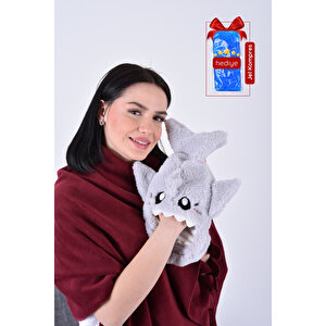 Shark Desenli Gri Su Torbası Kılıfı Yumuşak, Rahatlatıcı Ve Isı Terapisi (termojel Hediyeli)