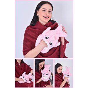 Shark Desenli Pembe Su Torbası Kılıfı Yumuşak, Rahatlatıcı Ve Isı Terapisi (termojel Hediyeli)