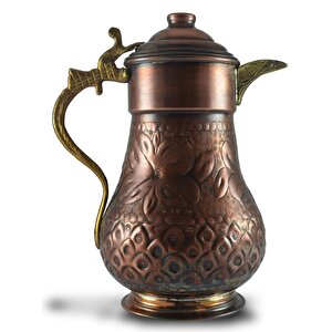 Cobper Premium Collection Martı El İşlemeli Bakır Sürahi Oksit
