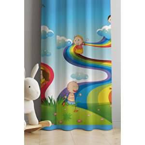 Ays Home Gökkuşağı Desen Çocuk Fon Perdesi