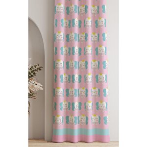 Ays Home Pembe Sevimli Dişler Çocuk Odası Perdesi