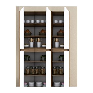 Ultra Meşe-beyaz Çok Amaçli 6 Kapakli Mutfak Dolabi, Ayakkabilik, Banyo Dolabi, Ki̇ler Dolabi Patentli̇ Beyaz - Meşe