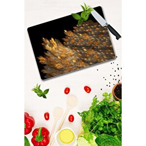 20x30 Cm Cam Kesme Tahtası Sonbahar