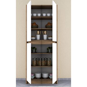 Patentli̇ Santre Meşe-beyaz Kulpsuz 4 Kapakli, Çok Amaçli Dolap, Mutfak, Elbi̇se, Balkon, Ki̇ler, Dosya Dolabi Beyaz - Meşe