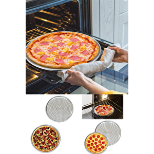 28 Cm Pizza Ve Lahmacun Tepsisi Delikli Paslanmaz Çelik Tepsi Pizza Lahmacun Pide Tepsisi