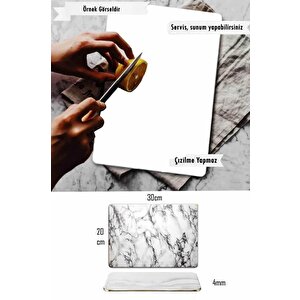 20x30 Cm Cam Kesme Tahtası Kırmızı Üçgen Desenli