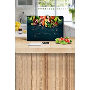 20x30 Cm Cam Kesme Tahtası Sebzeler Yeni Desenli