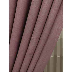 Keten Fon Perde Pilesiz Gül Kurusu 440x250 cm