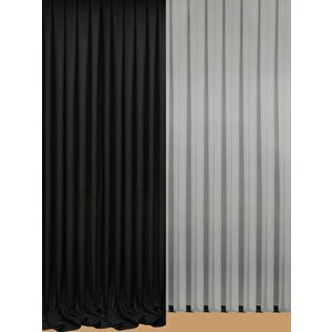 Keten Fon Perde Pilesiz Antrasit 380x265 cm