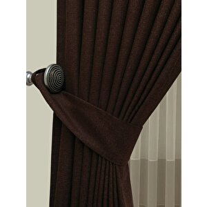 Keten Fon Perde Pilesiz Acı Kahve 180x180 cm