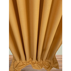 Keten Fon Perde Pilesiz Hardal 480x260 cm