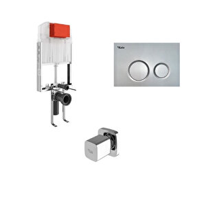 Kale Triton Gömme Rezervuar Seti( Triton Rezervuar, Mat Krom Corro Basma Butonu, V200 Stop Valf) 310200500106