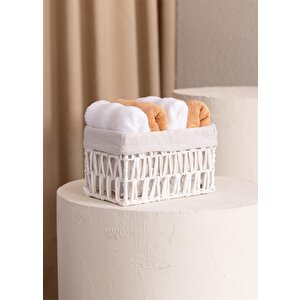Cesta Hasır Organizer Sepet Beyaz 22x14x13 Cm