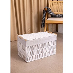 The Mia Cesta Hasır Organizer Sepet Beyaz 52x30x32 Cm