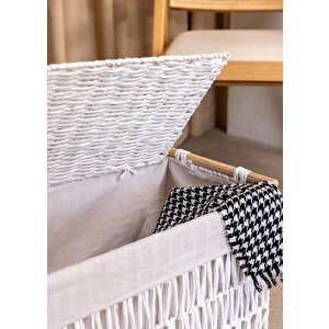 The Mia Cesta Hasır Organizer Sepet Beyaz 52x30x32 Cm
