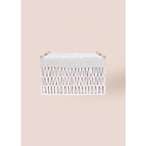 The Mia Cesta Hasır Organizer Sepet Beyaz 52x30x32 Cm
