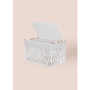 The Mia Cesta Hasır Organizer Sepet Beyaz 52x30x32 Cm
