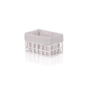 Braid Hasır Organizer Sepet Beyaz 22x14x13 Cm