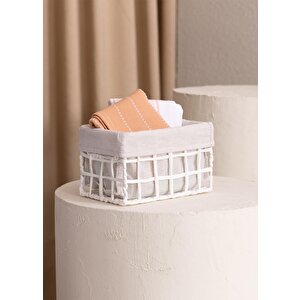 Braid Hasır Organizer Sepet Beyaz 22x14x13 Cm