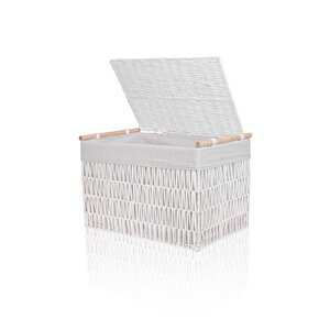 Cesta Hasır Organizer Sepet Beyaz 57x36x37 Cm