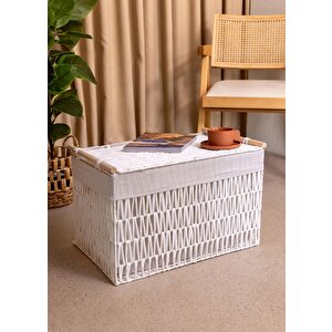 The Mia Cesta Hasır Organizer Sepet Beyaz 57x36x37 Cm