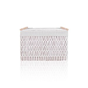 Cesta Hasır Organizer Sepet Beyaz 62x42x42 Cm