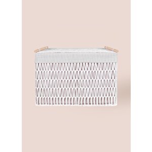The Mia Cesta Hasır Organizer Sepet Beyaz 62x42x42 Cm