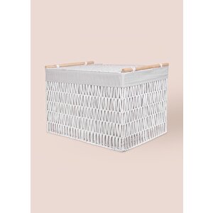 The Mia Cesta Hasır Organizer Sepet Beyaz 62x42x42 Cm