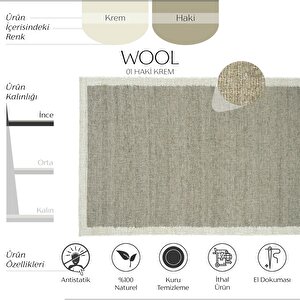 Wool 01 Natural Yün Halı Jüt El Dokuma Jüt Kilim Hasır Halı Bohem El Halısı Otantik Halı 120x180 cm