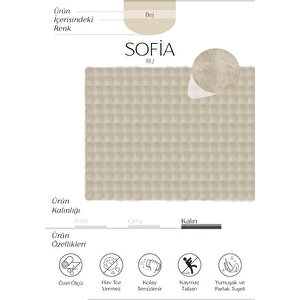 Sofia Bej Halı Yumuşak Uzun Tüylü Suni Kürk Post Peluş Halı Yıkanabilir Yatak Odası Halısı 120x300 cm