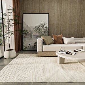 Newyork 3105 Krem Yumuşak Tuşeli Halı Kilim Salon Koridor Kesme Yolluk Dokuma Makine Halı 80x300 cm