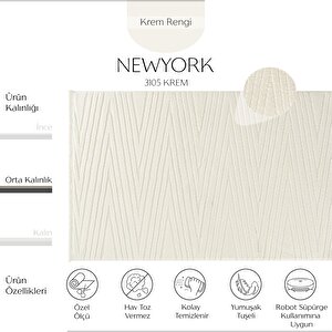 Newyork 3105 Krem Yumuşak Tuşeli Halı Kilim Salon Koridor Kesme Yolluk Dokuma Makine Halı 80x300 cm