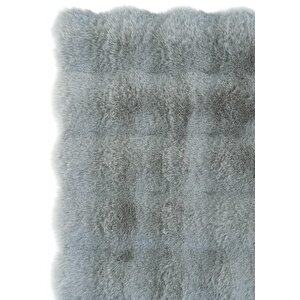 Cool Halı Sofia Gri Halı Yıkanabilir Banyo Halı Yumuşak Uzun Tüylü Suni Kürk Tavşan Post Peluş Halı