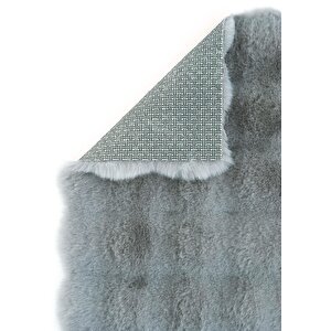 Cool Halı Sofia Gri Halı Yıkanabilir Banyo Halı Yumuşak Uzun Tüylü Suni Kürk Tavşan Post Peluş Halı