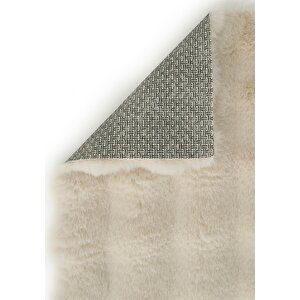 Cool Halı Sofia Bej Halı Yumuşak Uzun Tüylü Suni Kürk Post Peluş Halı Yıkanabilir Yatak Odası Halısı