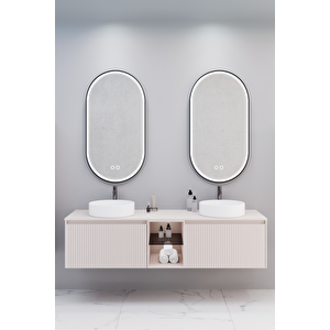 Almonde 160 Cm Beyaz Lavabolu Banyo Dolabı Krem