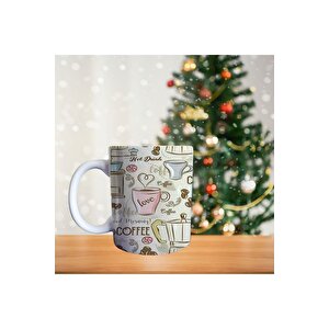 Kahve - Sıcak Içecekler - Ya Latte Ya Hiç - Kahve Fincan Kaplama Motif Temalı Porselen Kupa